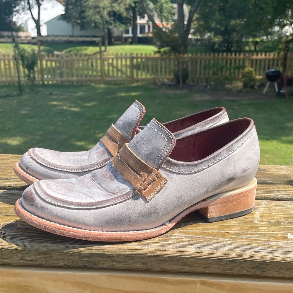 Freebird Sz 8 Macbeth Gray Leather Loafers Shoes Booties - Picture 10 of 13